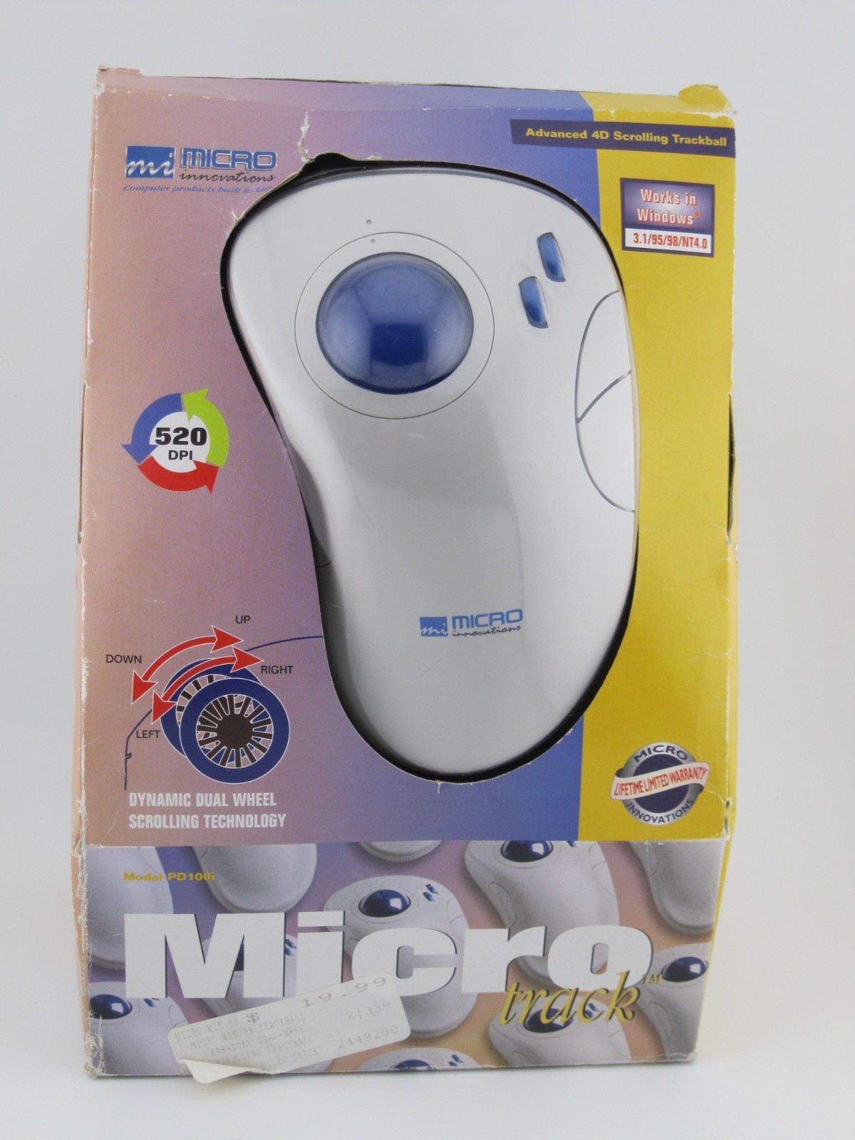Vintage - Micro Innovations Trackball Scroll Mouse Ps2 - Pd100i - NEW OLD STOCK