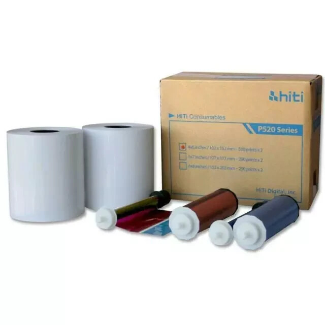 HiTi 4x6" Media for Photo Printer P520L & P525L, 500 Sheets to a Roll, 2 Rolls