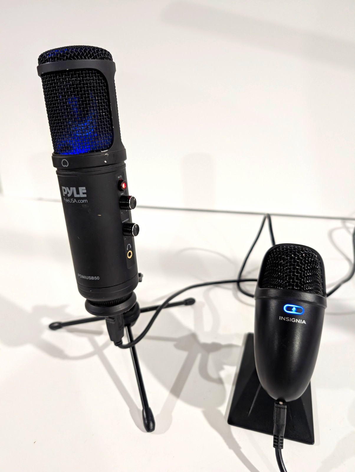 2x USB Desktop Microphones Bundle - Pyle PDMIUSB50 & Insignia NS-CBM19 w/ Stands
