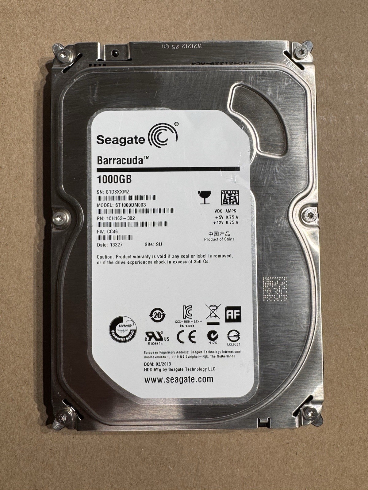 Seagate ST1000DM003 1TB 3.5" 7200 RPM SATA 6.0 Gb/s Desktop HDD Hard Drive