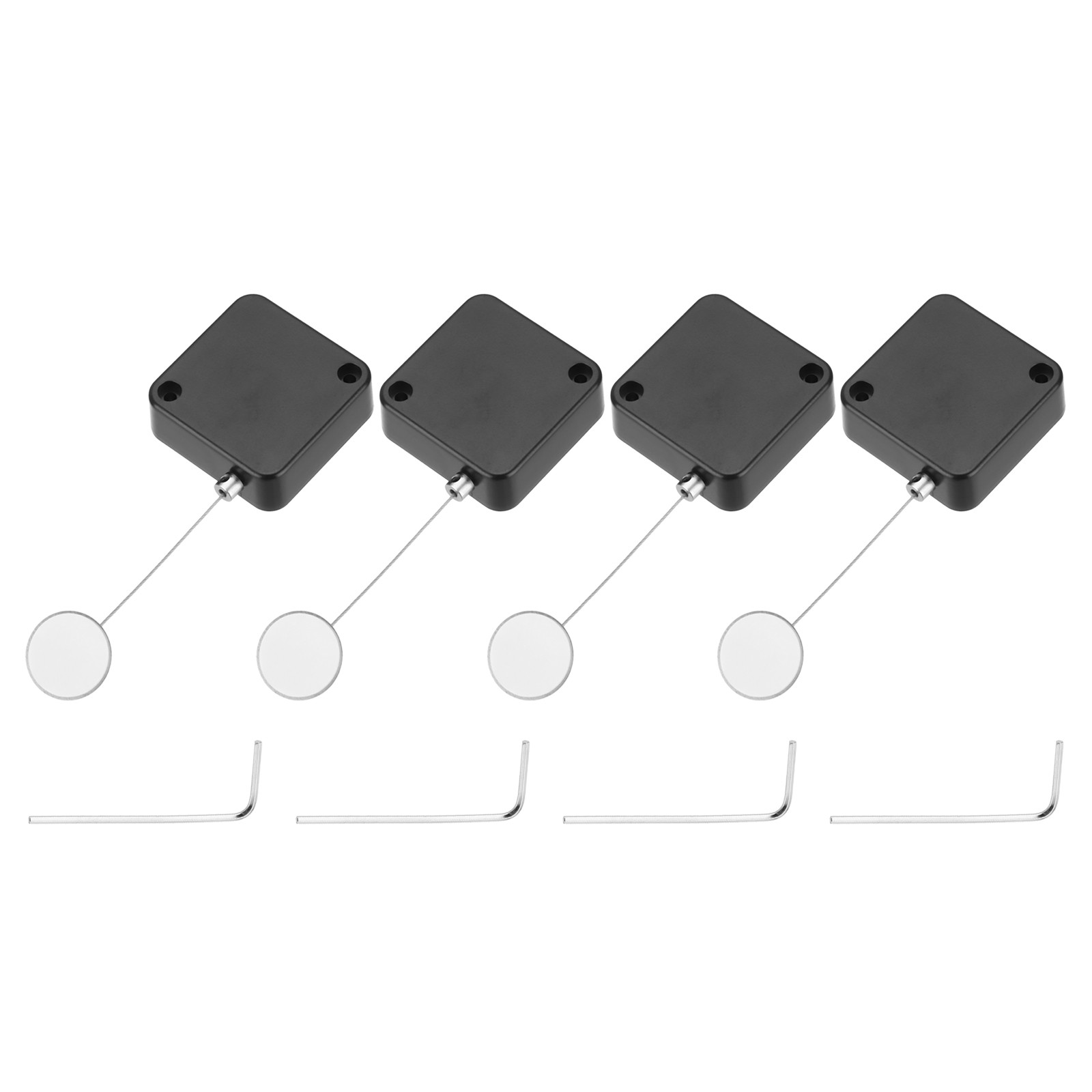 4.9 ft Retractable Cable Security Lock with Round Patch 600g, Black, 4 Pack