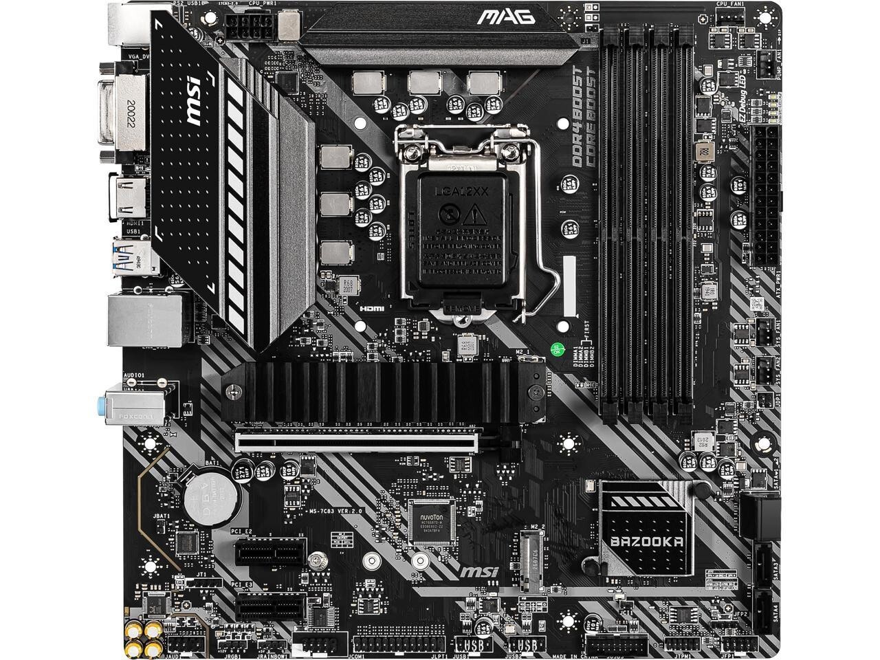 MSI MAG B460M BAZOOKA LGA1200 Micro ATX MB - DDR4 2933, M.2 Motherboard