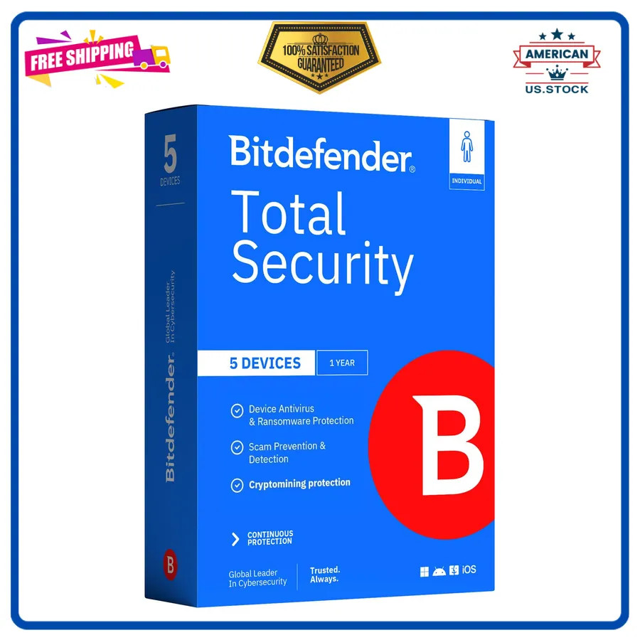 Bitdefender Total Security 2026 5 Devices 1 Year Subscription PC Mac Activation
