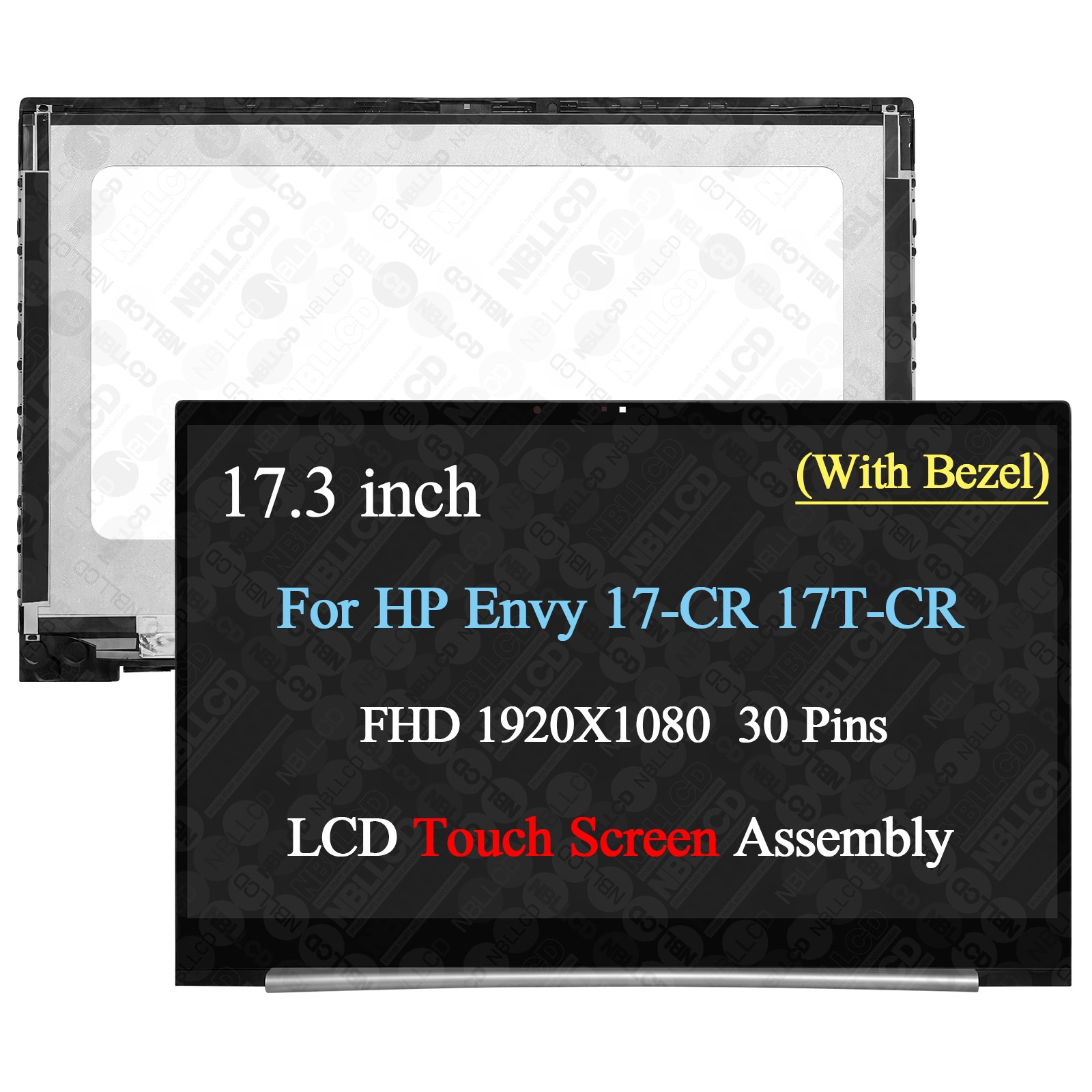 For HP Envy 17T-CR100 17T-CR0000 FHD LCD Display Touch Screen Replacement+Bezel