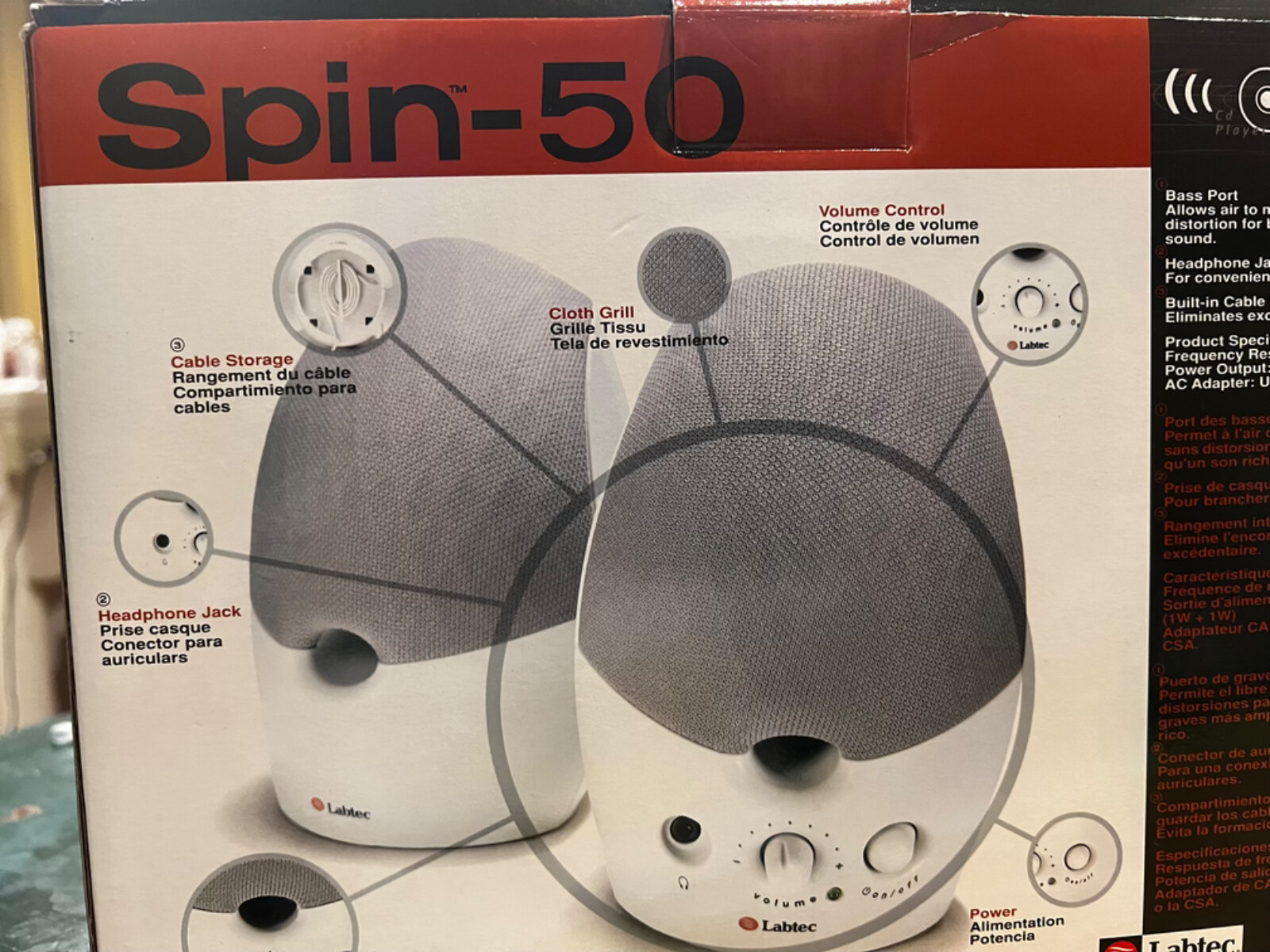 Labtec Spin-50  Multipurpose Stereo Speakers. for CD, MP3, PC New in Box