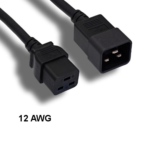 Kentek 1Ft IEC-60320 C19 to C20 Extension Power Cord 12AWG 20A Server UPS PDU