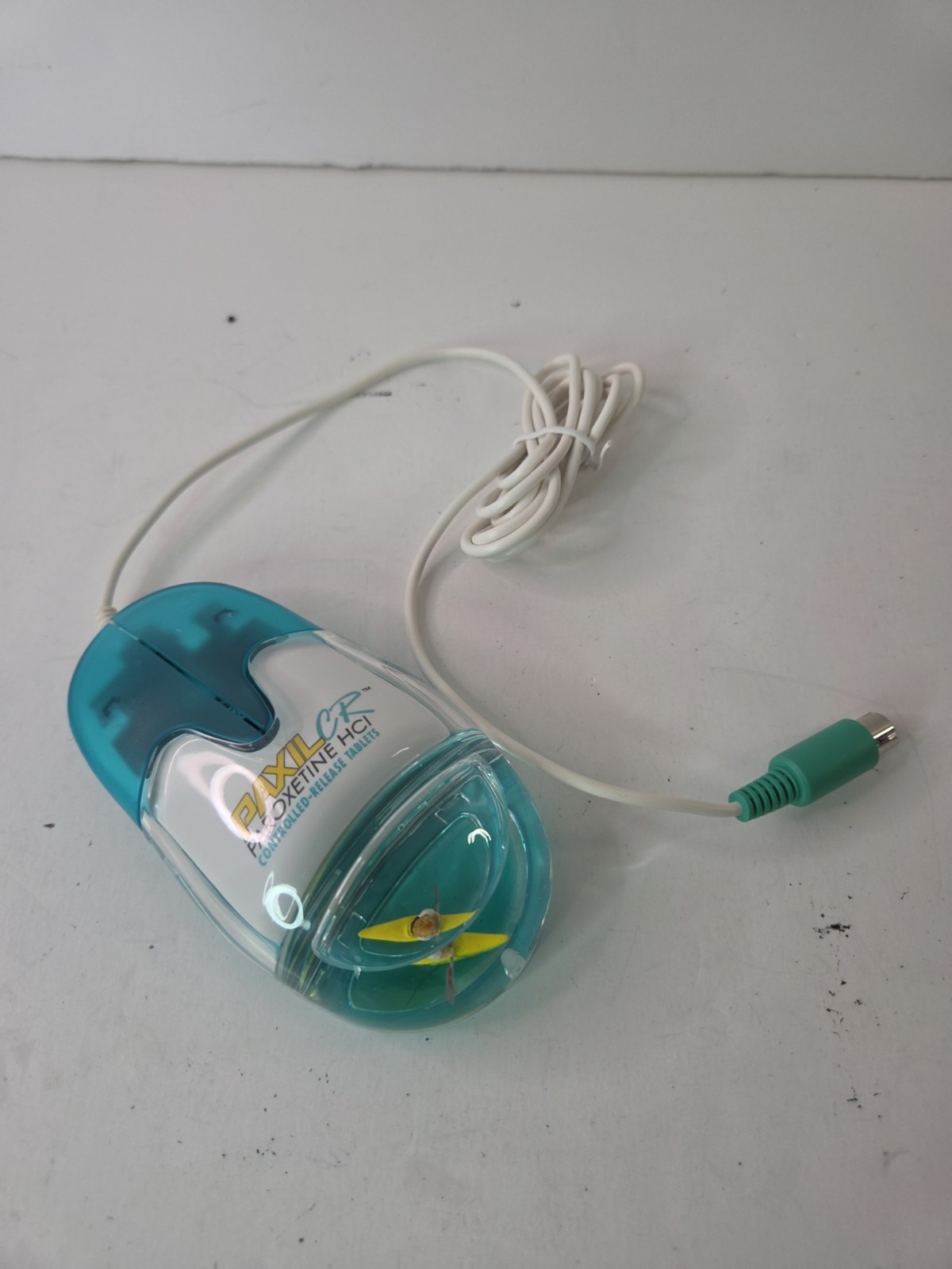 RARE Vintage AQUA Mouse PaxilCR 2-Button PS/2 Mechanical BallMouse Kayak🔥