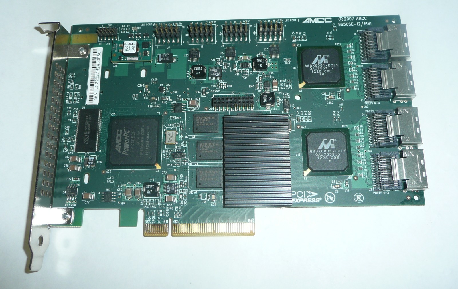 AMCC 9650SE-16ML LSI 16 Port SATA II Raid Controller - 700-3226-20J - No Battery