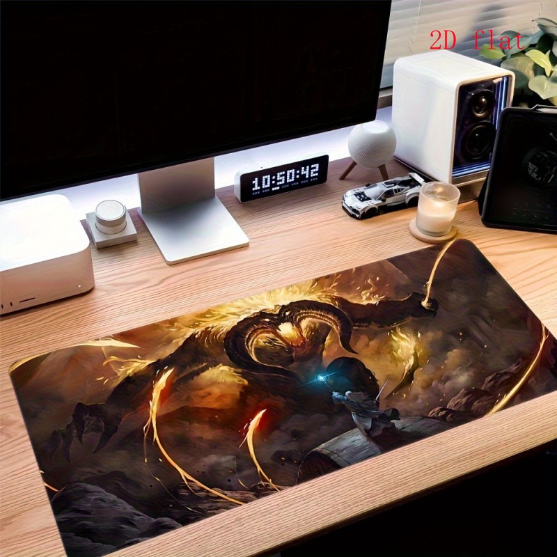 1pc Extra-Large High-Definition Flame Demon Mouse Pad, Extended Mouse Pad, Des