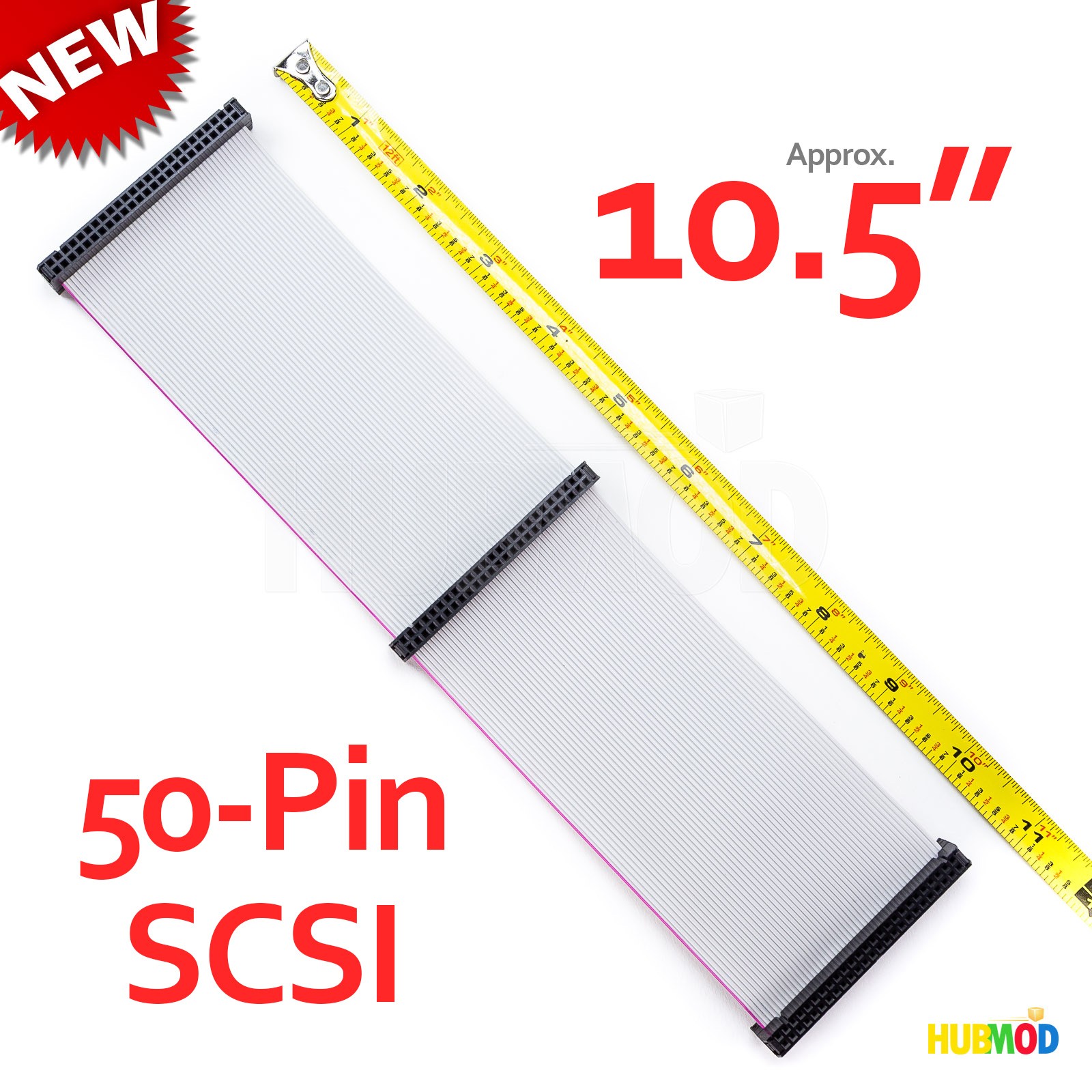 NEW 10.5" 50-Pin SCSI Internal Ribbon Flat Cable F/F 3-Connector 2-Device Drive