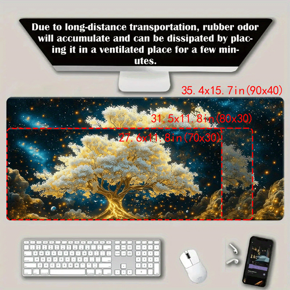 1pc, Extra-large Mouse Pad, There Are Trees in the Middle of the Blue Sky, Whi