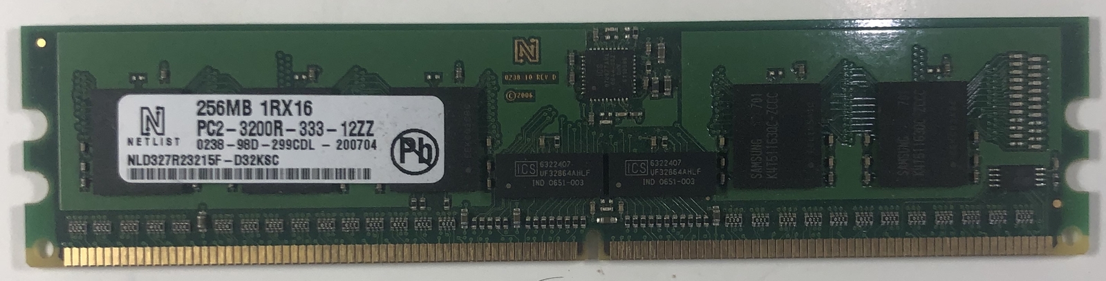 Netlist NLD327R23215F-D32KSC 256MB DDR2 Server RAM Memory