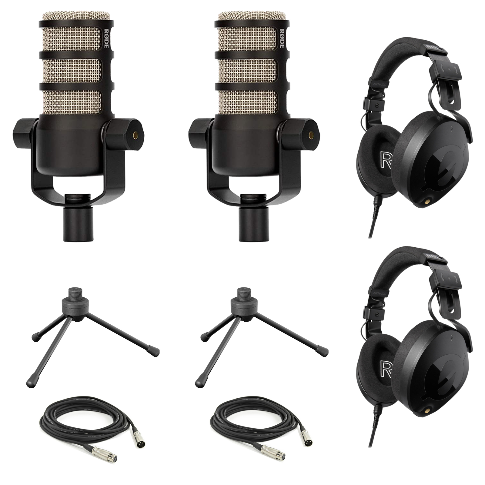 Rode PodMic Dynamic Podcasting Microphones (Pair) with Accessories