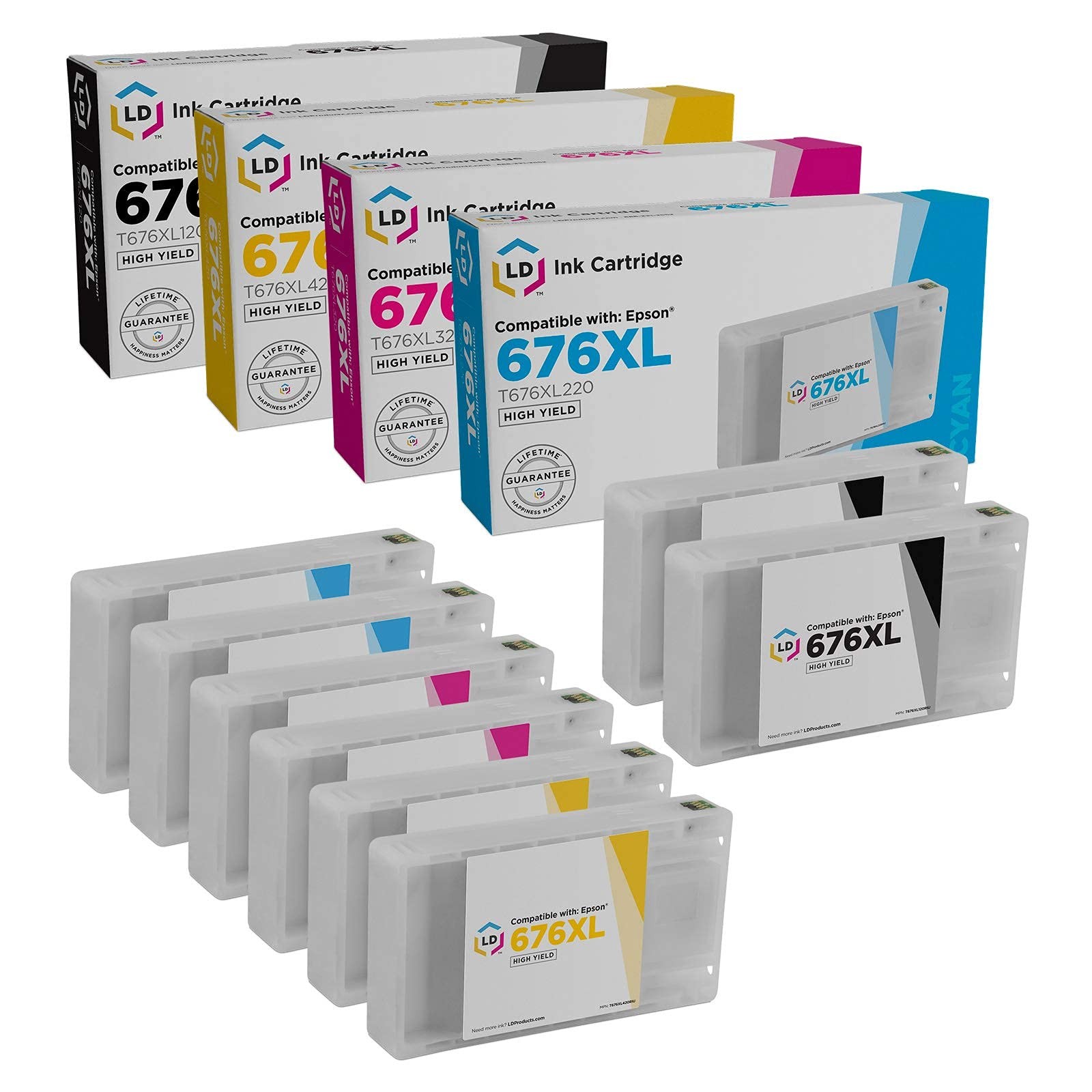 Epson 676XL Ink Cartridge Set Black Cyan Magenta Yellow 2400 Pages Quality Print