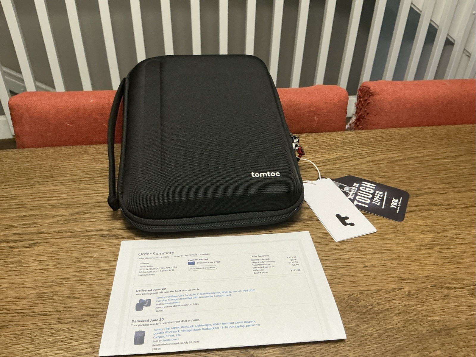 tomtoc Portfolio Case for 2026 11 In IPad Air M4,M3,M2,Pro M5,iPad A16-Black-NWT