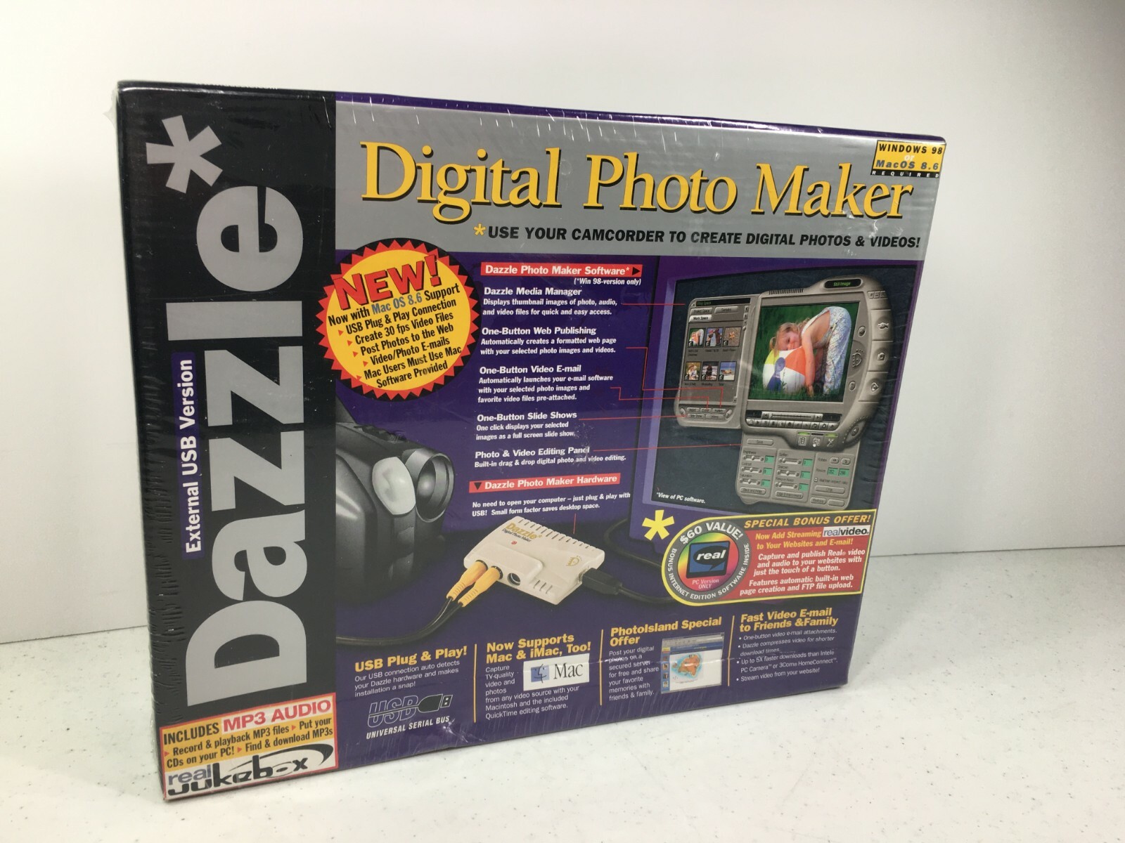 Dazzle Digital Photo Maker External USB Version Windows 98 Mac New