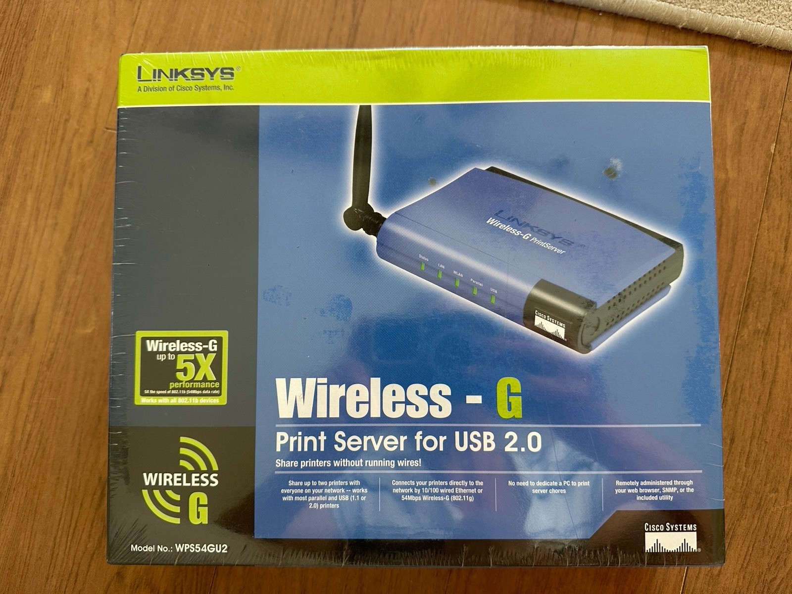 New Linksys Wireless-G Print Server For USB 2.0 WPS54GU2