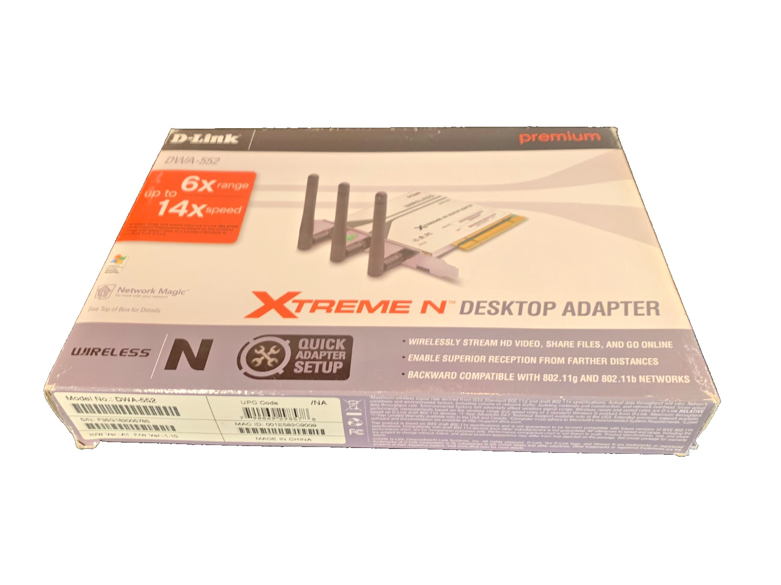 D-link Premium Xtreme N Wireless PCI Desktop Adapter NioB [e-04]
