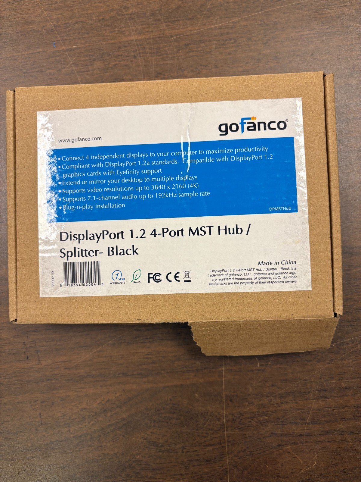 gofanco GF-DPMSTHub1713 Multi Stream Transport displayport 1.2 4-port