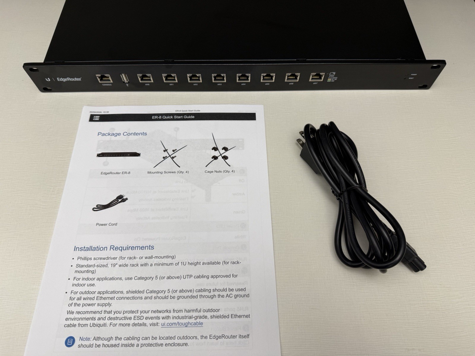 Ubiquiti ER-8 EdgeRouter 8-Port Gigabit Rack Mountable with Power Cord Tested