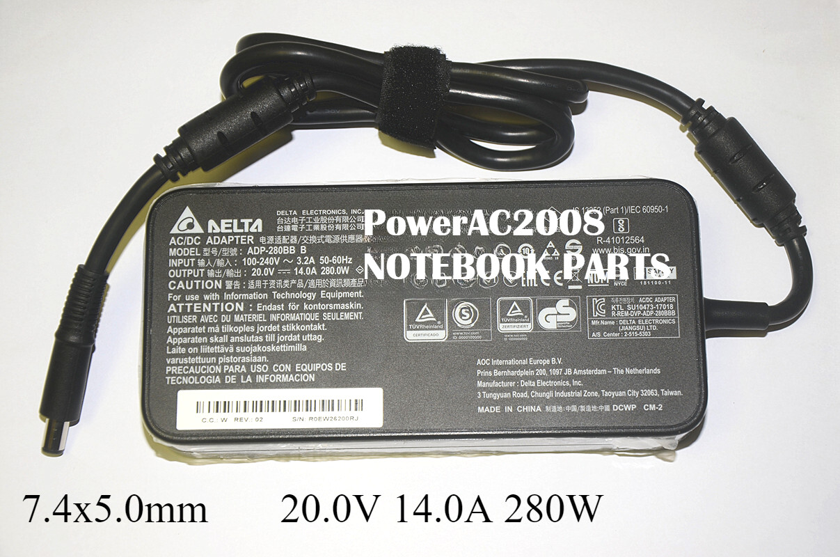 Original DELTA 20.0V14.0A 280.0W Power Adapter ADP-280BB B Laptop Charger