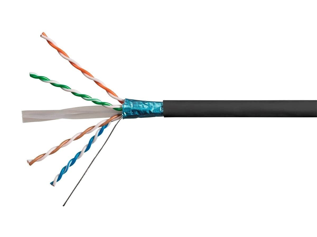 Open Box Monoprice Cat6A 1000ft F/UTP Shielded CMR Bulk Cable Black 18592