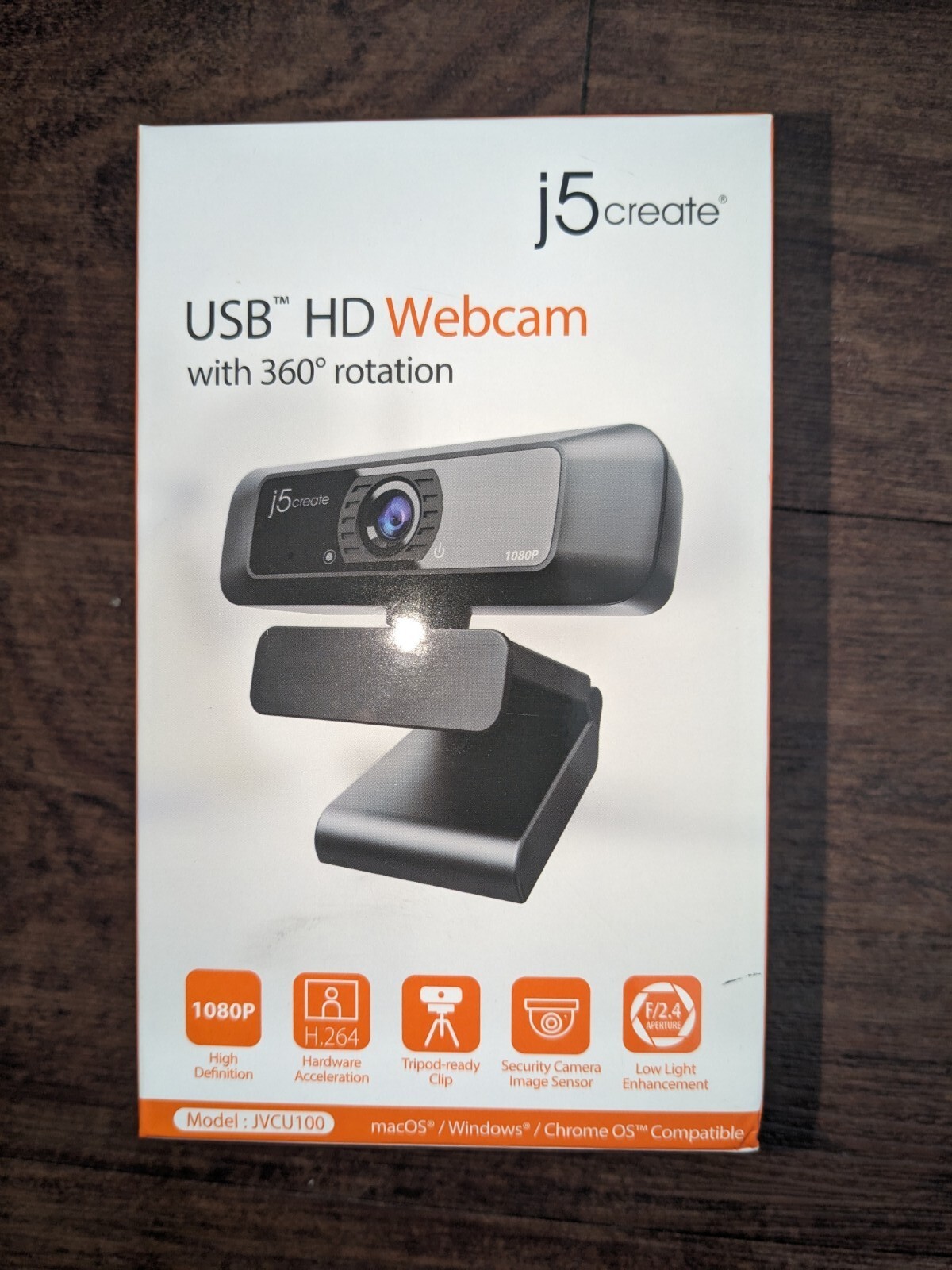 j5create JVCU100 USB HD Webcam with 360° Rotation -Black