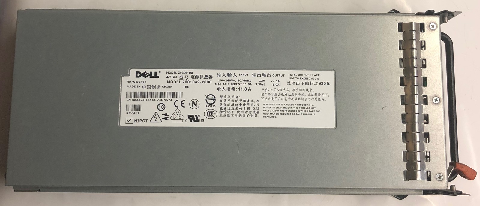 Dell PowerEdge 2900 Server Z930P-00 930W Power Supply- KX823