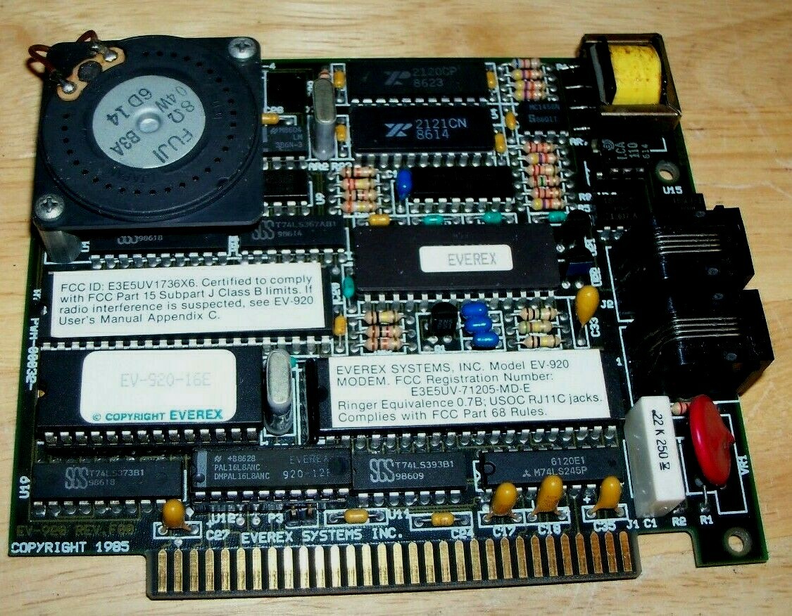 EVEREX SYSTEMS Internal Modem EV-920 E3E5UV-71205-MD-E Vintage 1980'S
