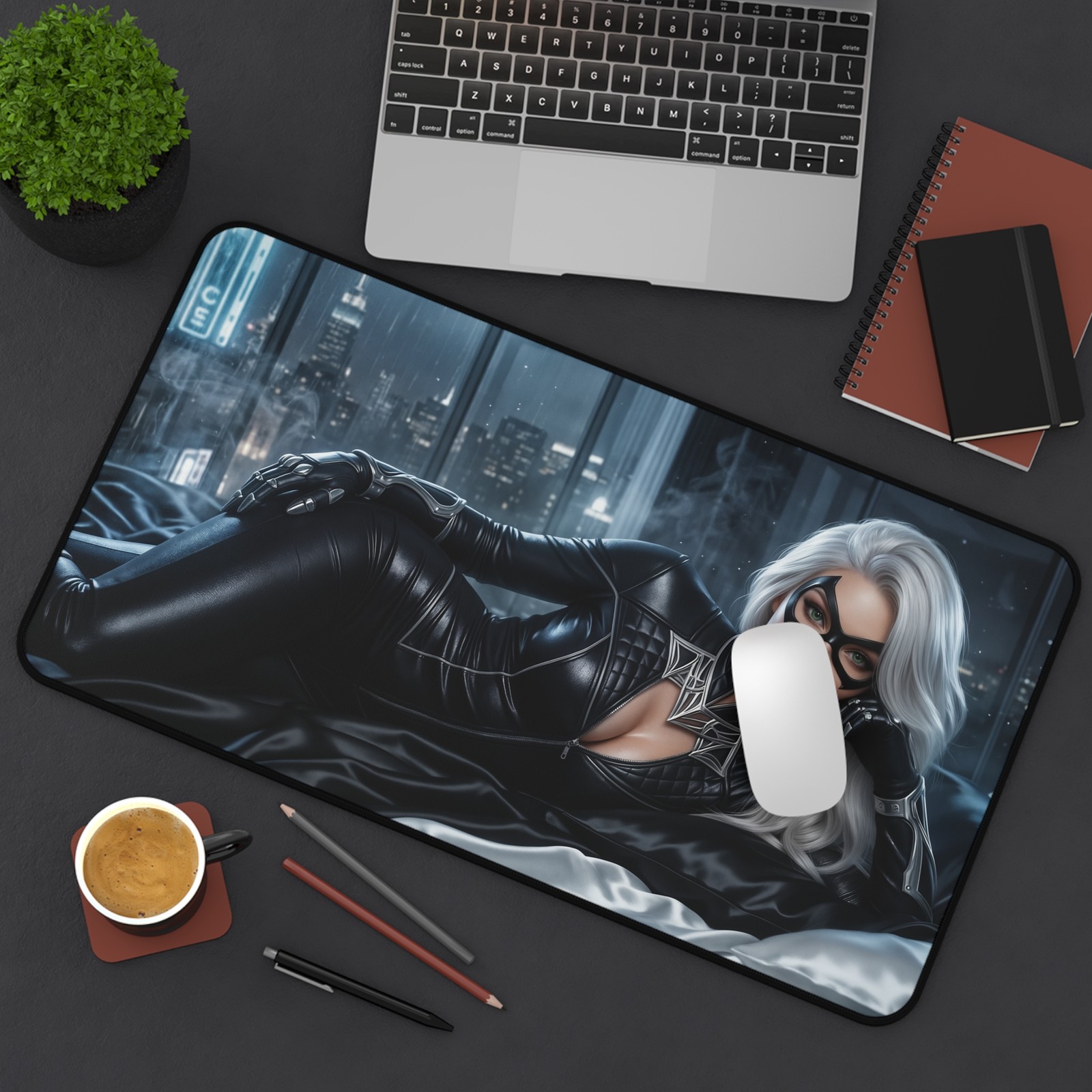 Black Cat Mouse Pad, Marvel Extended Desk Mat, PC Gaming Accessory