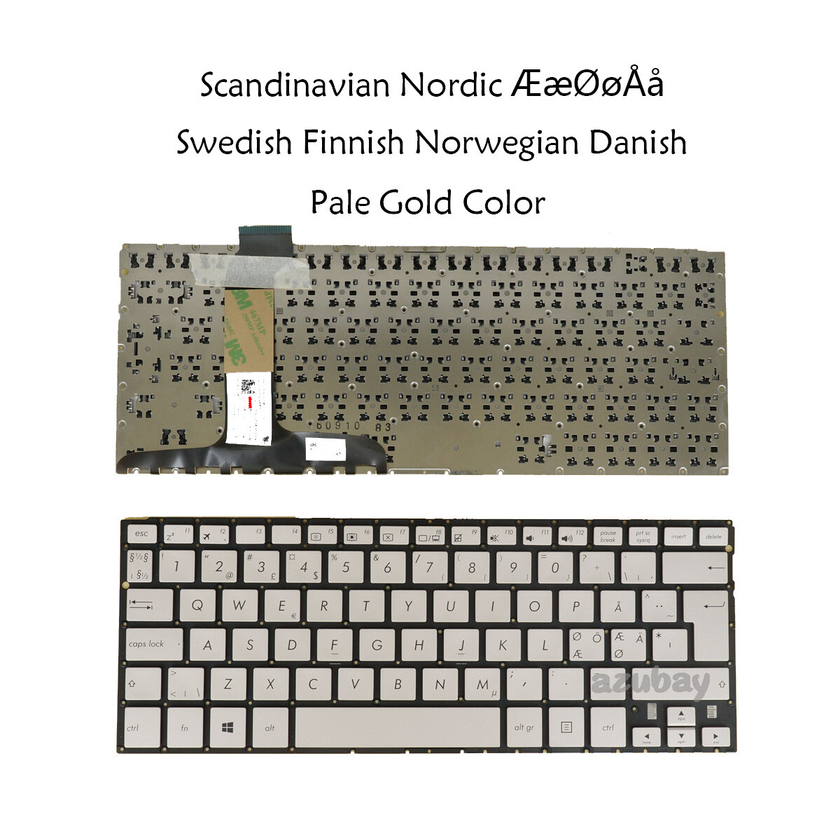 Nordic SD FI NW DK Laptop Keyboard For Asus ZenBook Flip UX360CA Gold No Frame