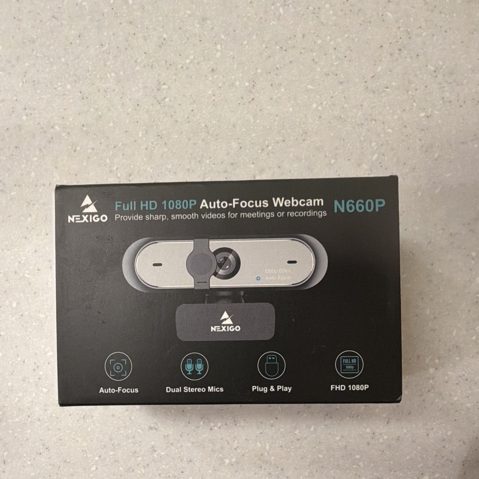 NexiGo N660P 1080P 60FPS Webcam with Software Control, Dual Microphone Sealed