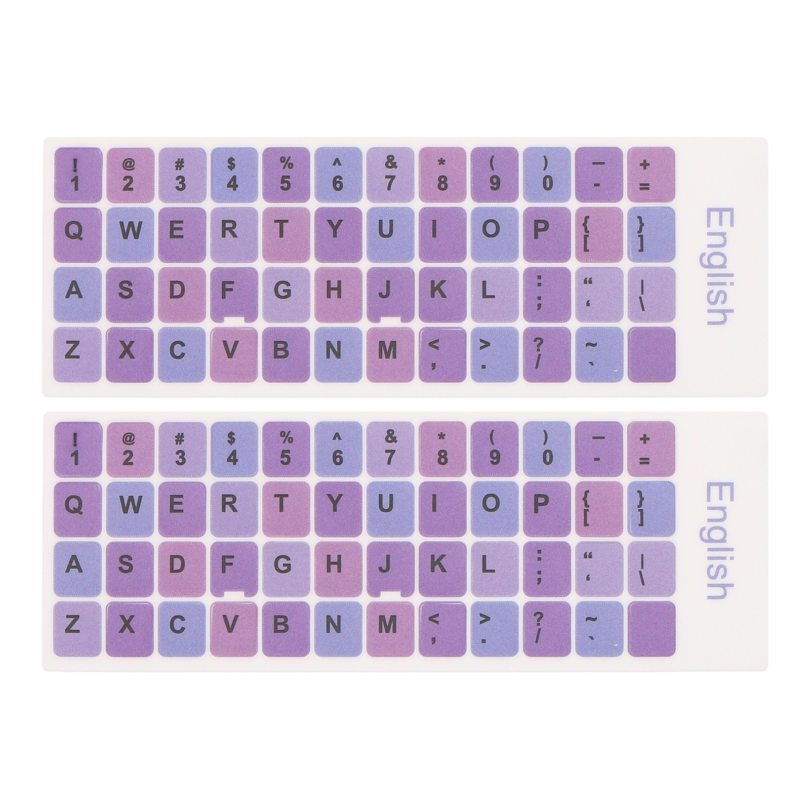 Universal English Keyboard Stickers Deep Purple Background Black Lettering 2Pcs