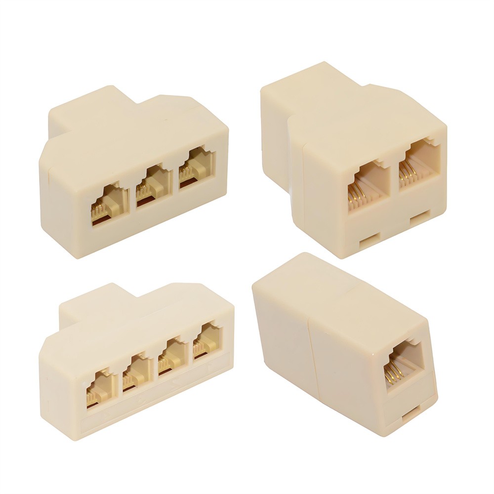 CY 6P4C RJ11 RJ12 1-in-2-out Way Outlet Phone Modular Jack Line Splitter Adapter