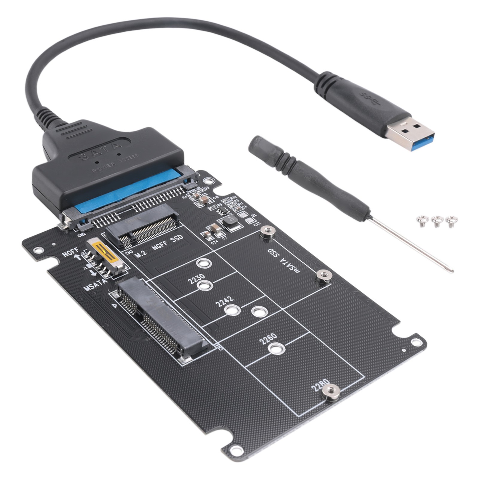 M.2 NGFF MSATA to USB 3.0 Adapter Converter Reader Card with  Cable9269