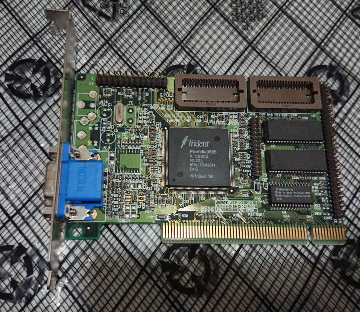 Trident ProVidia9685 Vintage PCI Video Card, 1MB, Tested Working