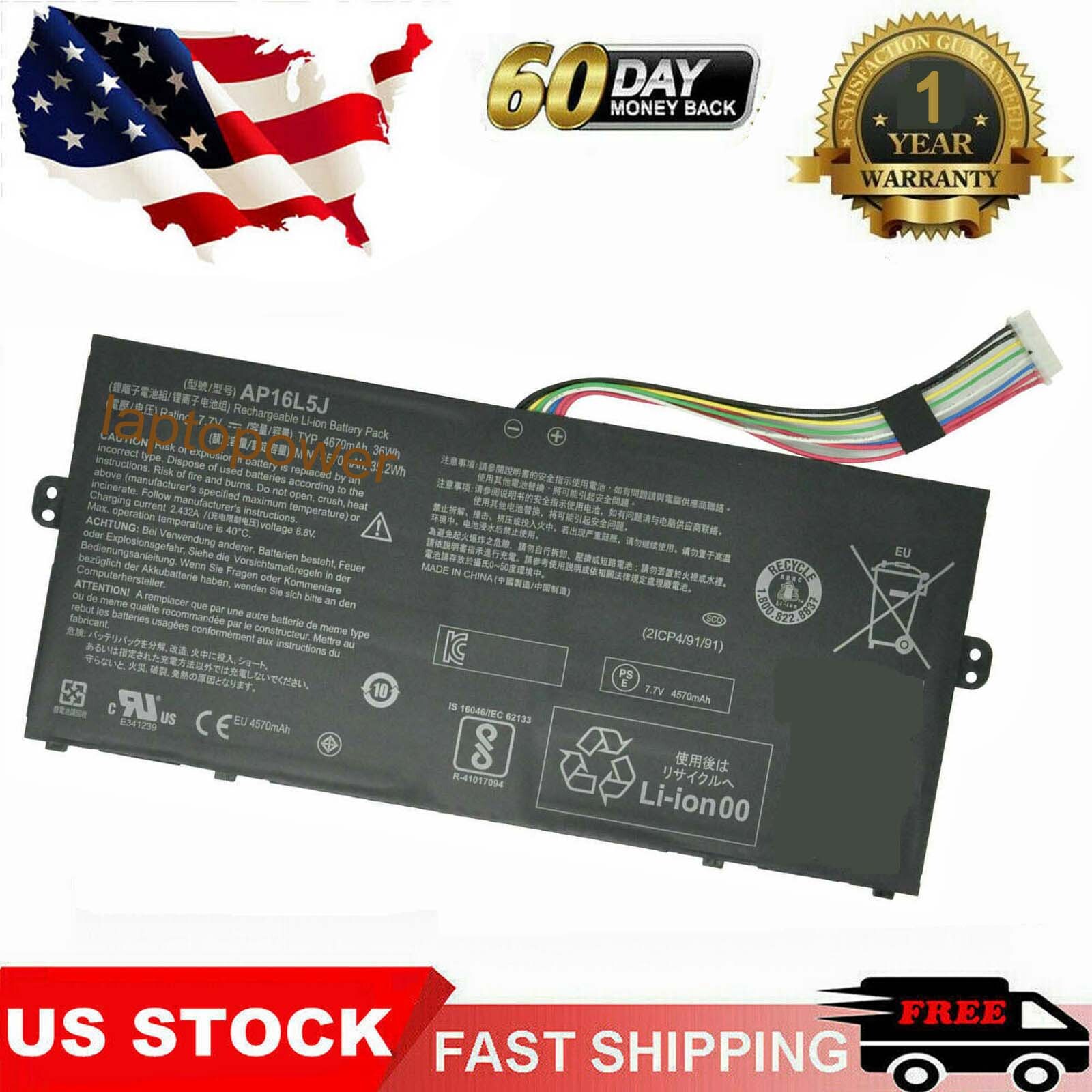 New 7.7V 36Wh AP16L5J Battery for Acer Swift 5 SF514-52T Spin 1 SP111-32N Series