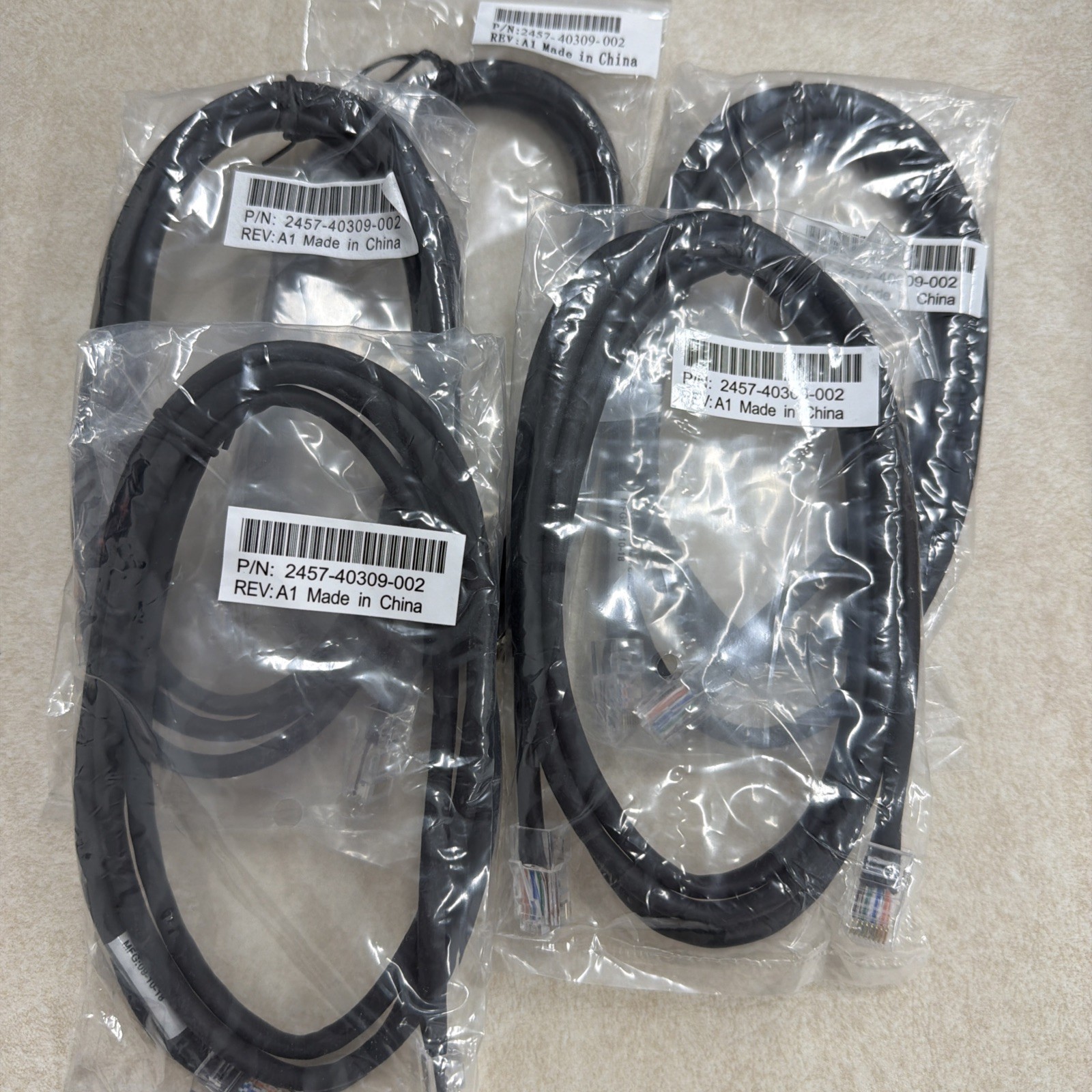Lot of 5 Polycom Poly 5ft 1.5M CAT5e PoE Phone Ethernet Cable 2457-40309-002