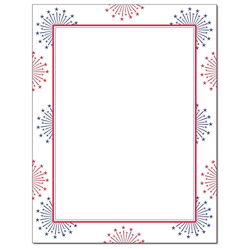 Red White Blue Stars Letterhead Laser Inkjet Printer Paper 100 Sheets