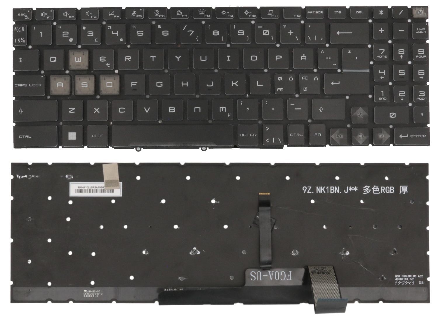 Original NORDIC Keyboard MSI Cyborg 15 Air A12V A13VEK A13VFK A13UCK RGB LED