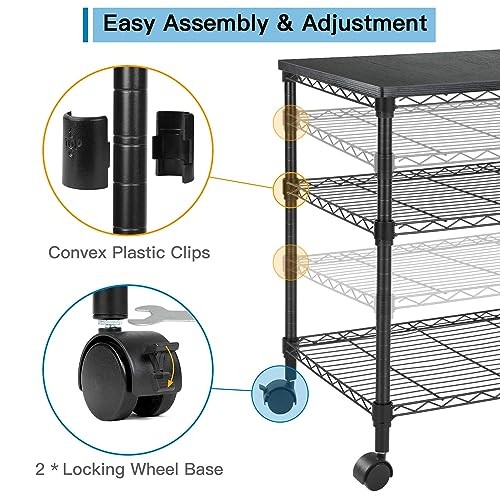HUANUO PRINTER STAND, 3 TIER PRINTER CART FOR STORAGE, PRINTER TABLE -  BLACK