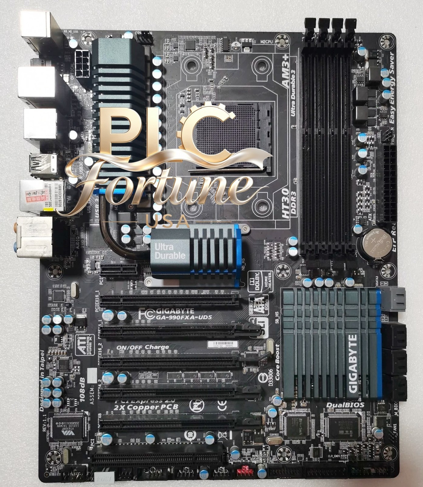 Used Gigabyte GA-990FXA-UD5 AMD 990FX Socket AM3+/AM3 DDR3 ATX Motherboard