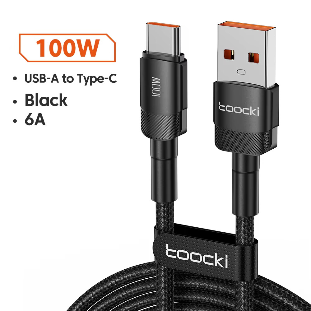 Toocki 100W 6A USB C Fast Charging Data USB Cable Type C for Huawei Honor Oneplu