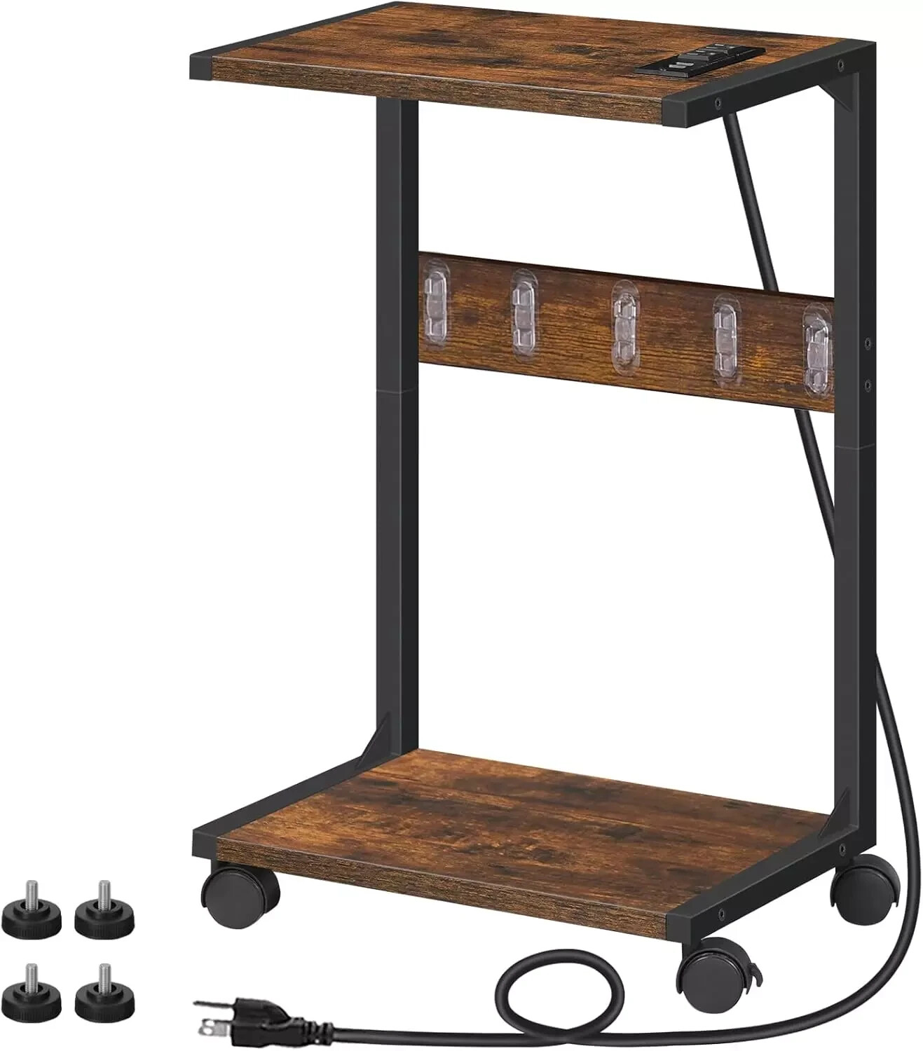 Computer Tower Stand, PC Stand with Charging Station, 2-Tier PC Tower Stand with