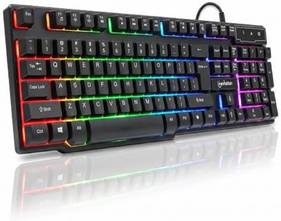 MANHATTAN RGB LED USB Gaming Keyboard, Full Size, Rainbow Backlight