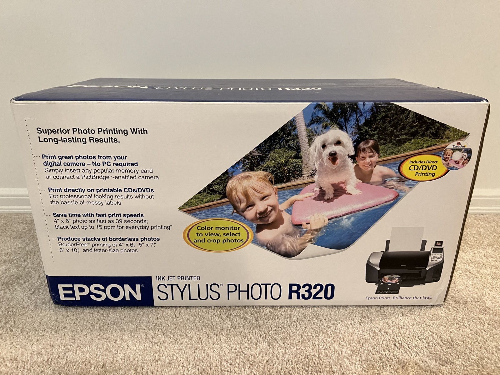 NEW Epson Stylus Photo R320 Inkjet Photo Printer Factory Sealed CD/DVD Printing
