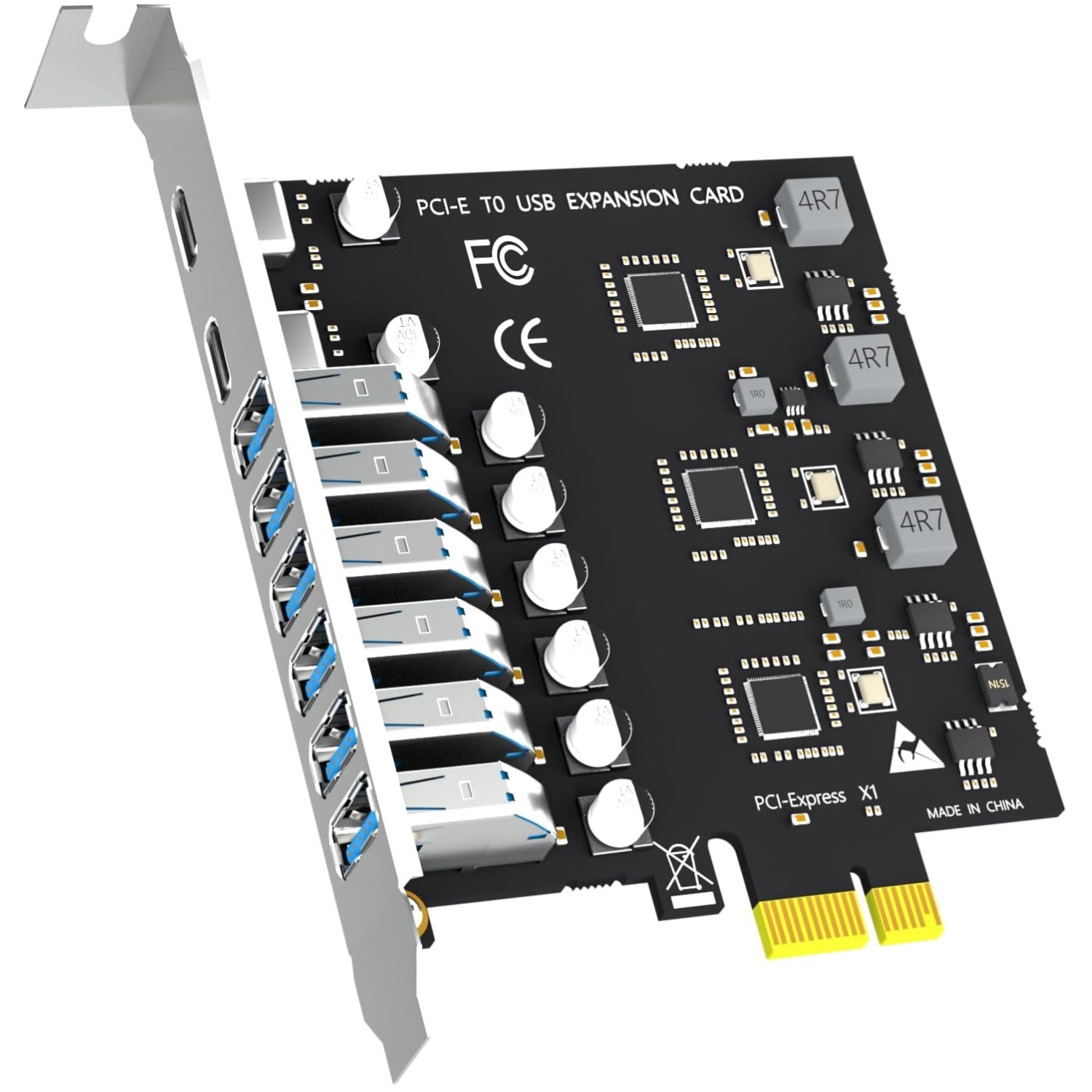 PCIe USB Card, 2 USB-C 6 USB-A Ports, UPD 720201+UPD 720210