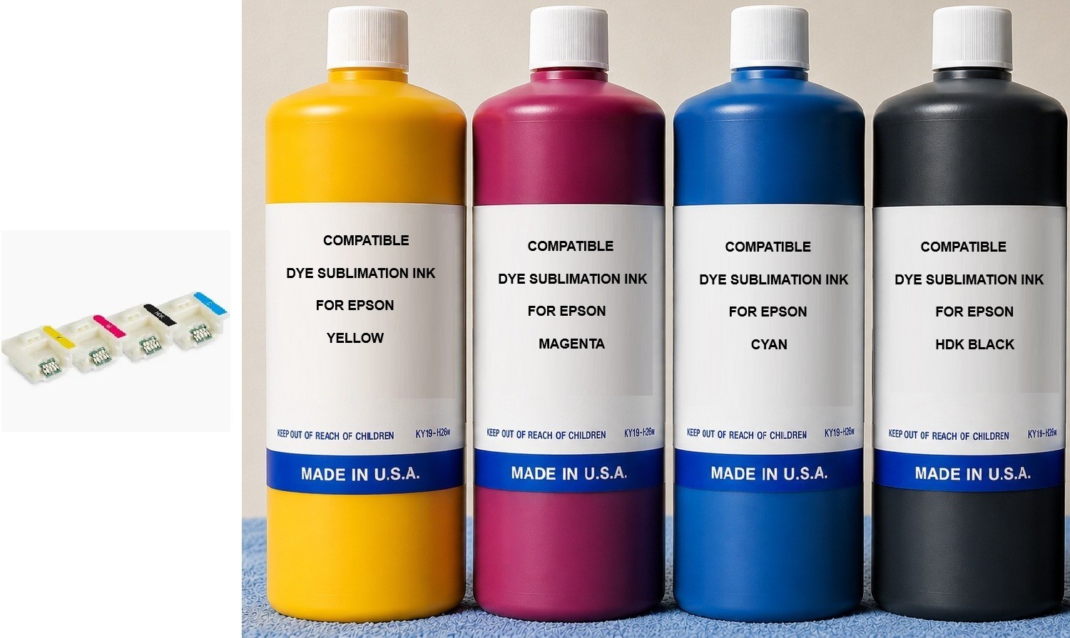 4 x DYE SUBLIMATION INK FOR EPSON SureColor F6200 F7200 F9200 F9370 + 4 CHIPS