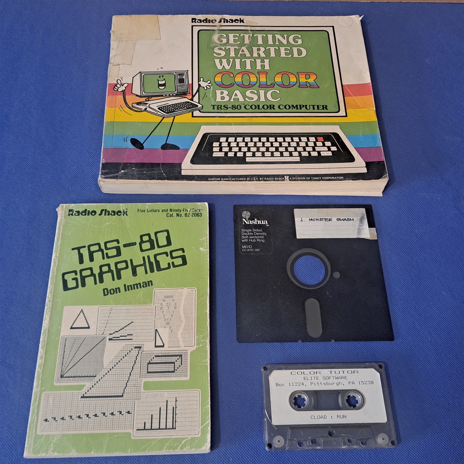 Radio Shack TRS-80 Color Computer Lot - Guides Disk Cassette