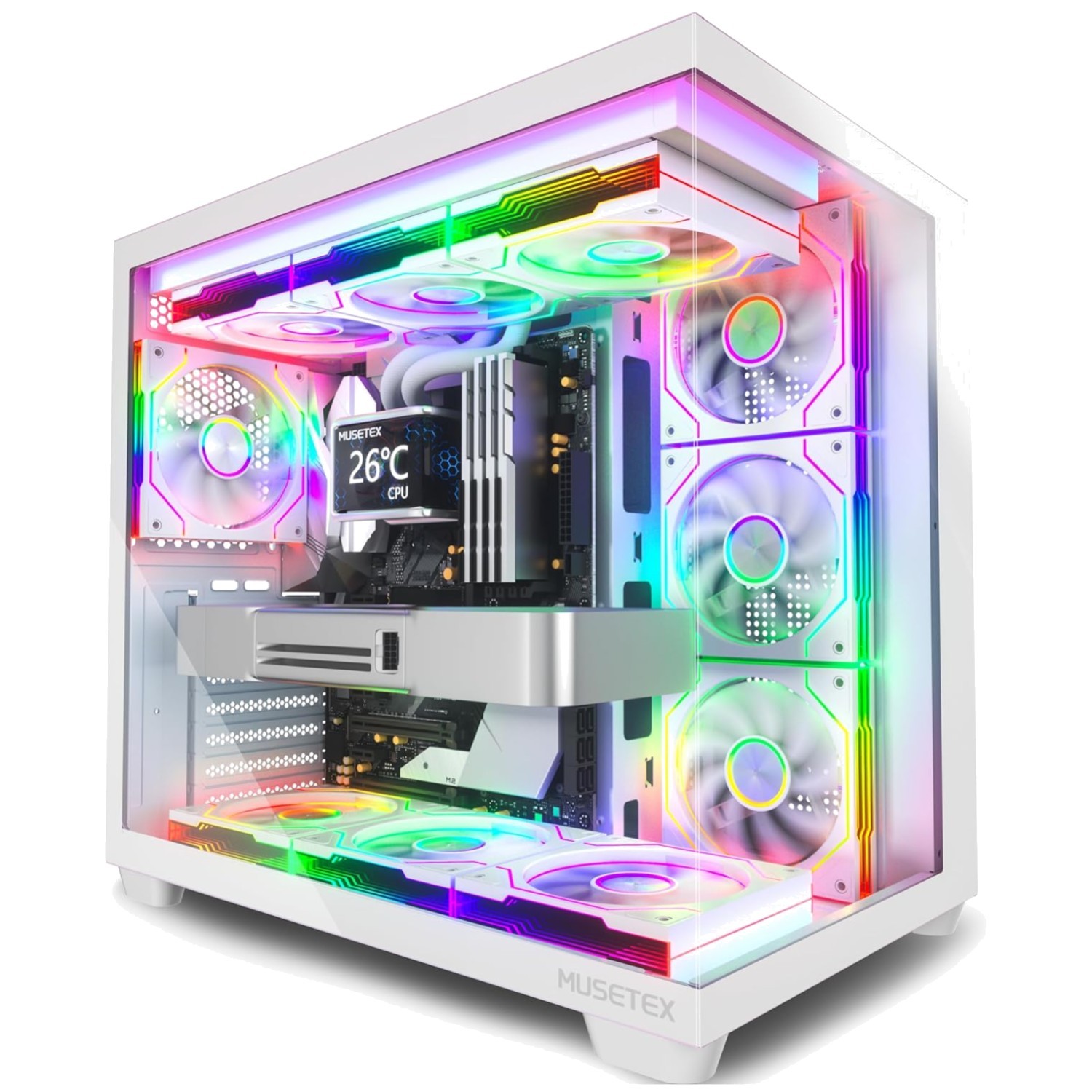 Y6 Mid Tower Computer Case with Infinity Mirror Fans